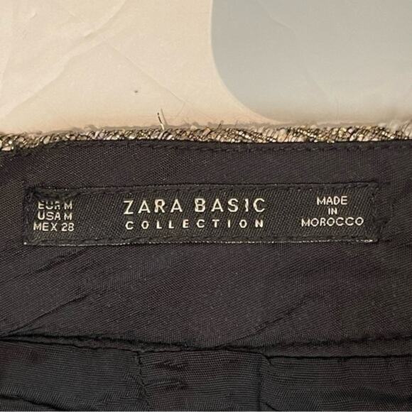 Zara White Black & Metallic Gold Tweed Disco Diva Mini Skirt Size M - Picture 7 of 9